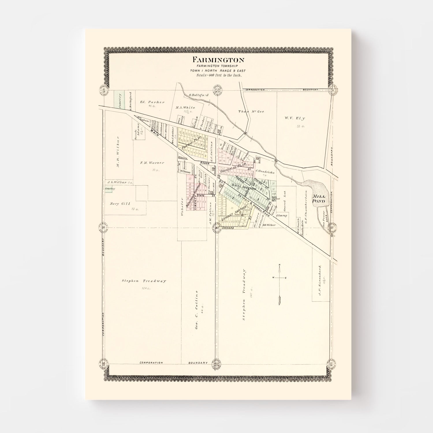 Vintage Map of Farmington, Michigan 1896