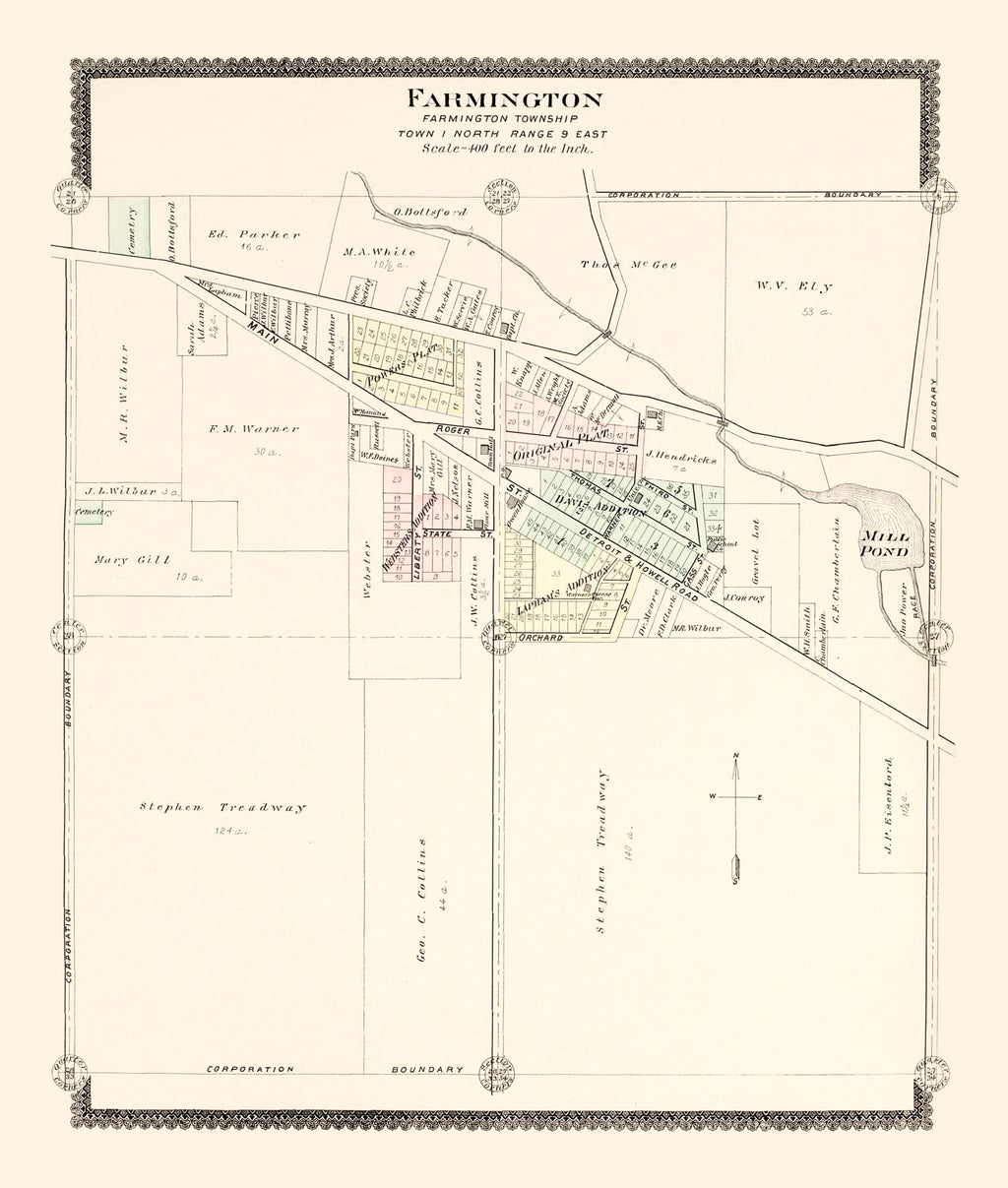 Vintage Map of Farmington, Michigan 1896
