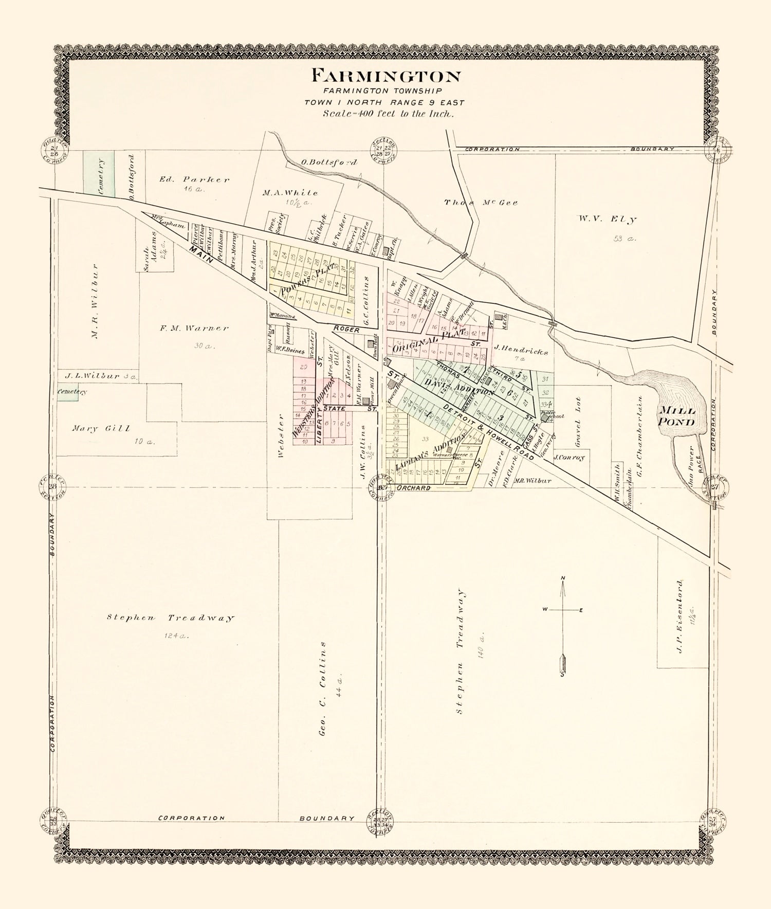 Vintage Map of Farmington, Michigan 1896