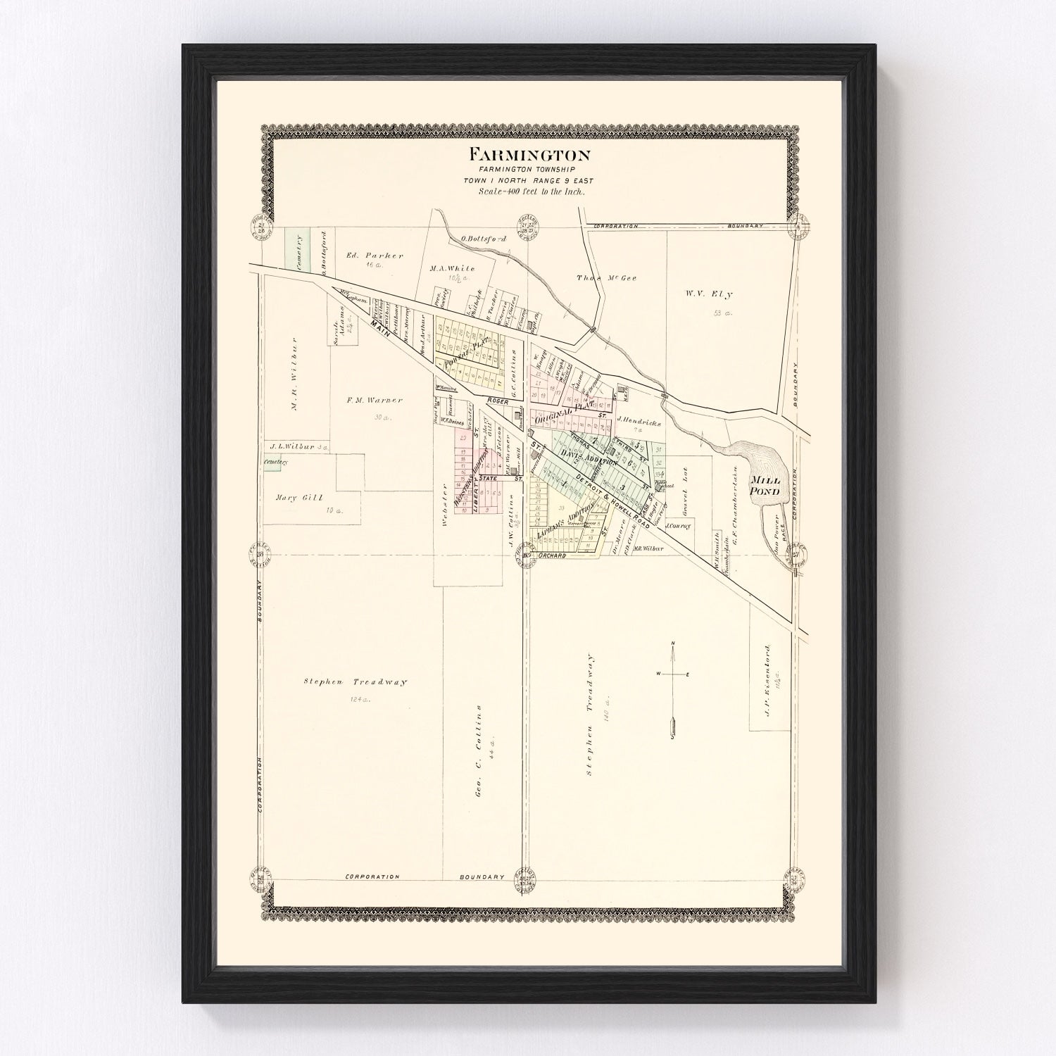 Vintage Map of Farmington, Michigan 1896