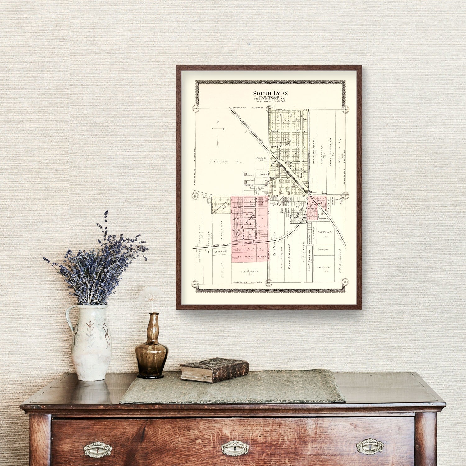 Vintage Map of South Lyon, Michigan 1896