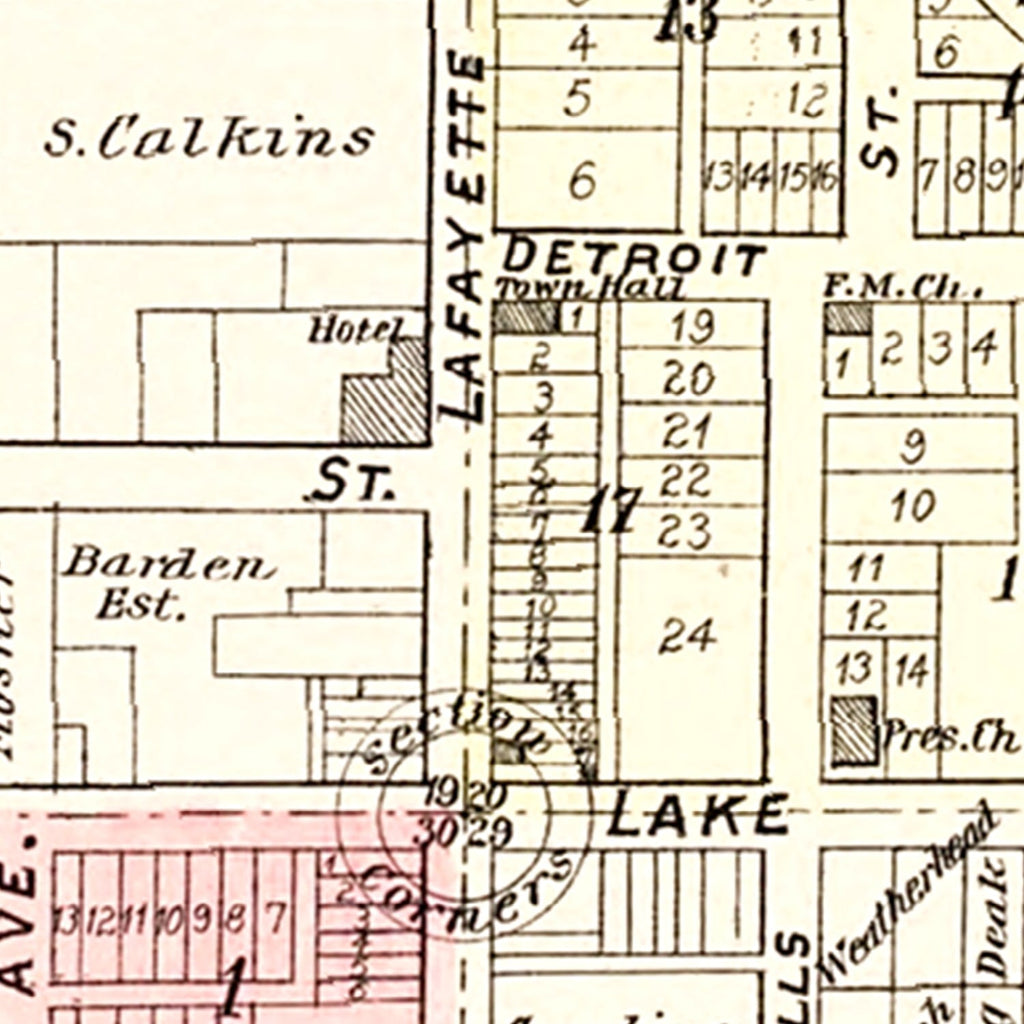 Vintage Map of South Lyon, Michigan 1896