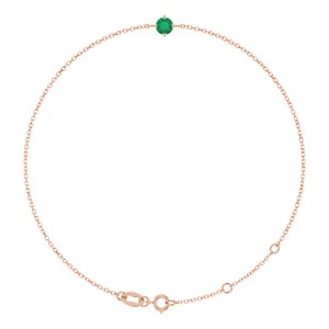 14K Rose 4 mm Lab-Grown Emerald 6 1/2-7 1/2" Bracelet