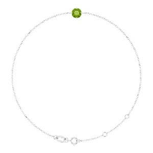 Platinum 5 mm Natural Peridot 6 1/2-7 1/2" Bracelet