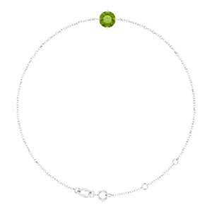14K White Gold 6 mm Natural Peridot 6 1/2-7 1/2" Bracelet