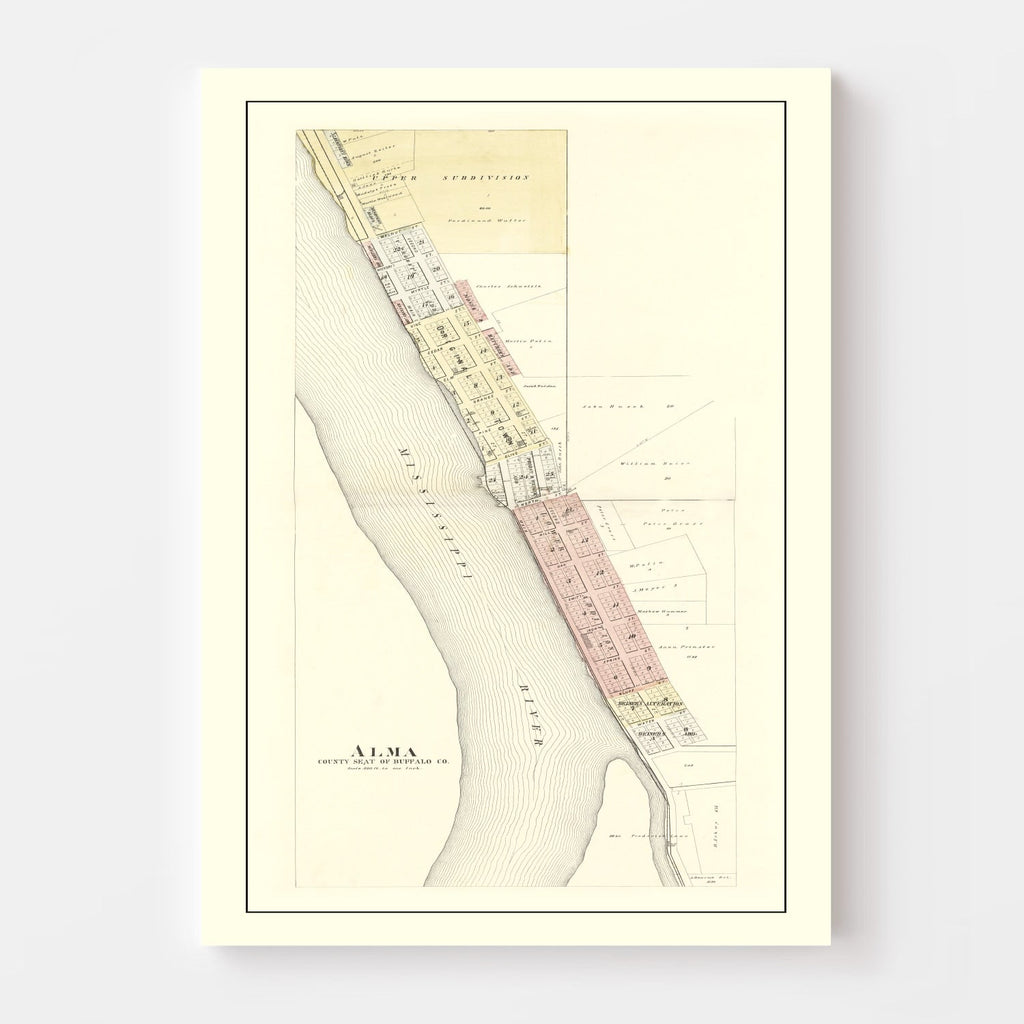 Vintage Map of Alma, Wisconsin 1896
