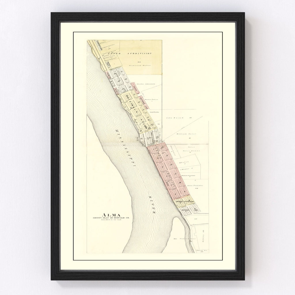 Vintage Map of Alma, Wisconsin 1896