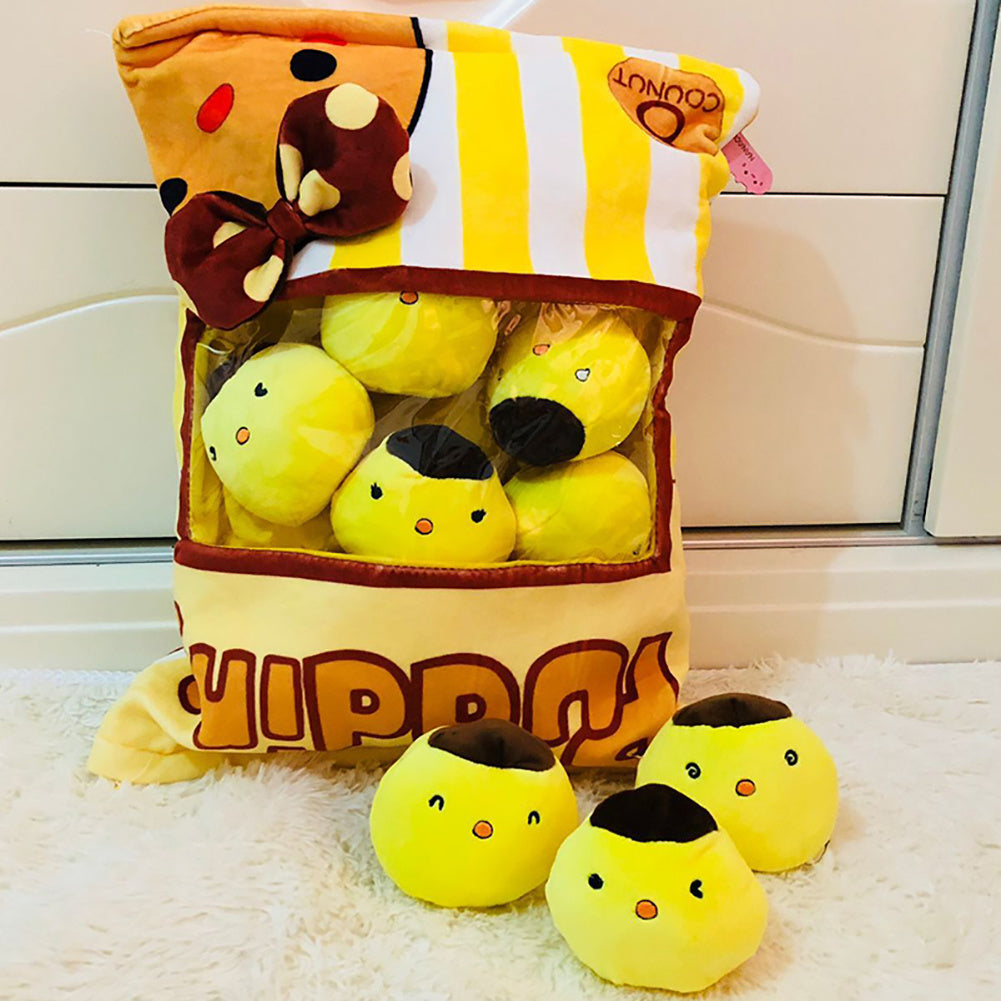 Snack Bag Plush Pillow – Soft Stuffed Toy with 8 Mini Plush Snacks