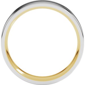 14K Yellow/White 6 mm Grooved Comfort-Fit Flat Band Size 14.5
