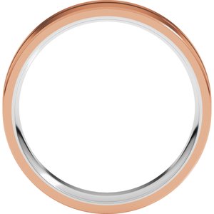 10K White/Rose 6 mm Grooved Comfort-Fit Flat Band Size 9.5