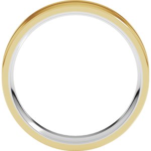 18K White/Yellow 6 mm Grooved Comfort-Fit Flat Band Size 10.5