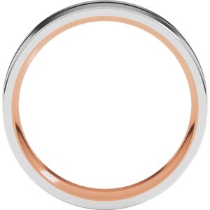 10K Rose/White 6 mm Grooved Comfort-Fit Flat Band Size 6.5