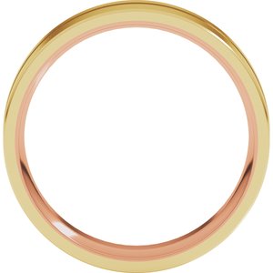 14K Rose/Yellow 6 mm Grooved Comfort-Fit Flat Band Size 4.5