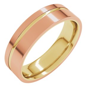 18K Yellow/Rose 6 mm Grooved Comfort-Fit Flat Band Size 11