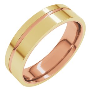 10K Rose/Yellow 6 mm Grooved Comfort-Fit Flat Band Size 12.5