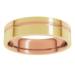 14K Rose/Yellow 6 mm Grooved Comfort-Fit Flat Band Size 12