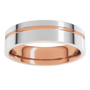 10K Rose/White 6 mm Grooved Comfort-Fit Flat Band Size 7