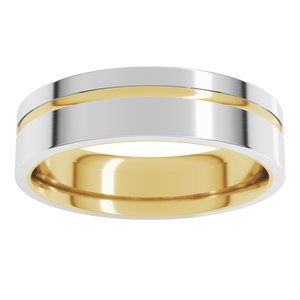 14K Yellow/White 6 mm Grooved Comfort-Fit Flat Band Size 14