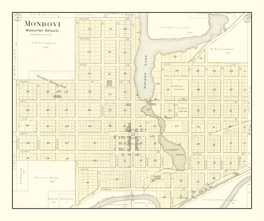 Vintage Map of Mondovi, Wisconsin 1896