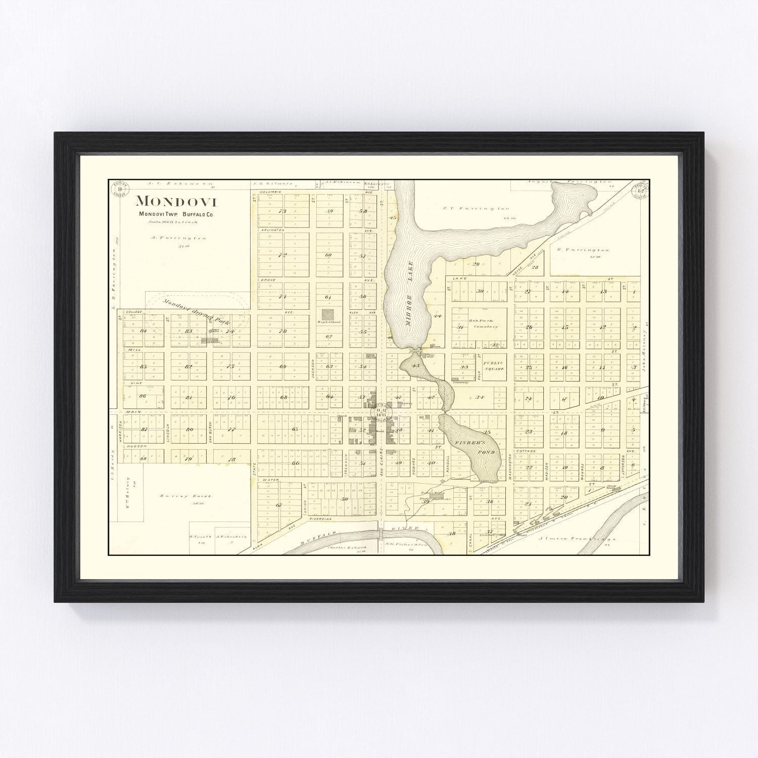 Vintage Map of Mondovi, Wisconsin 1896