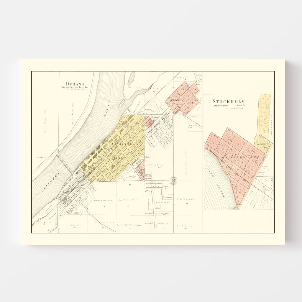 Vintage Map of Durand, Wisconsin 1896