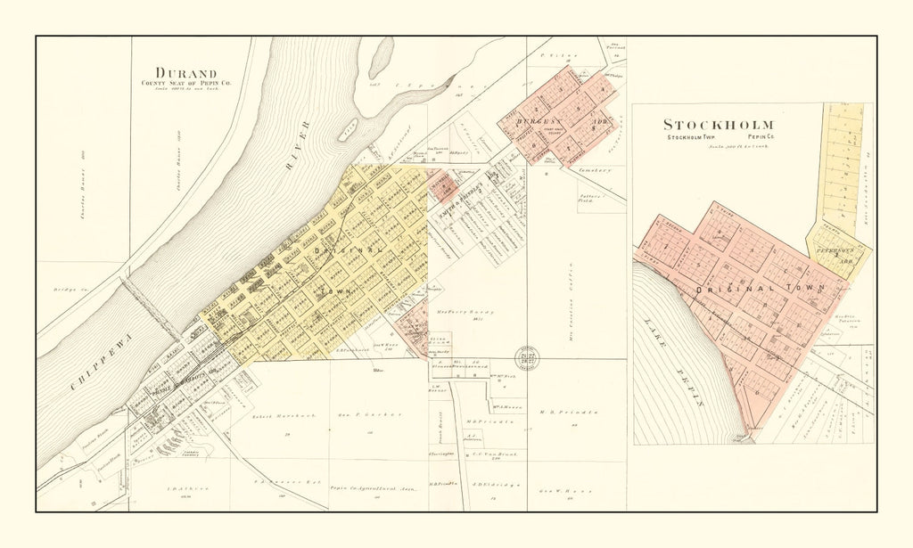 Vintage Map of Durand, Wisconsin 1896