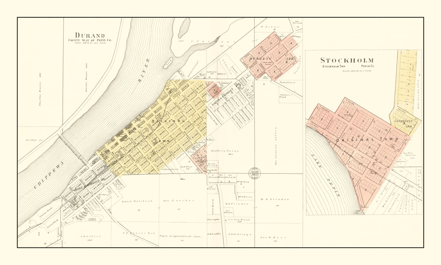 Vintage Map of Durand, Wisconsin 1896
