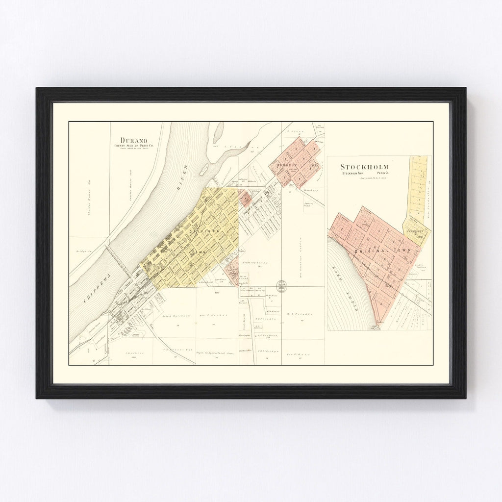 Vintage Map of Durand, Wisconsin 1896