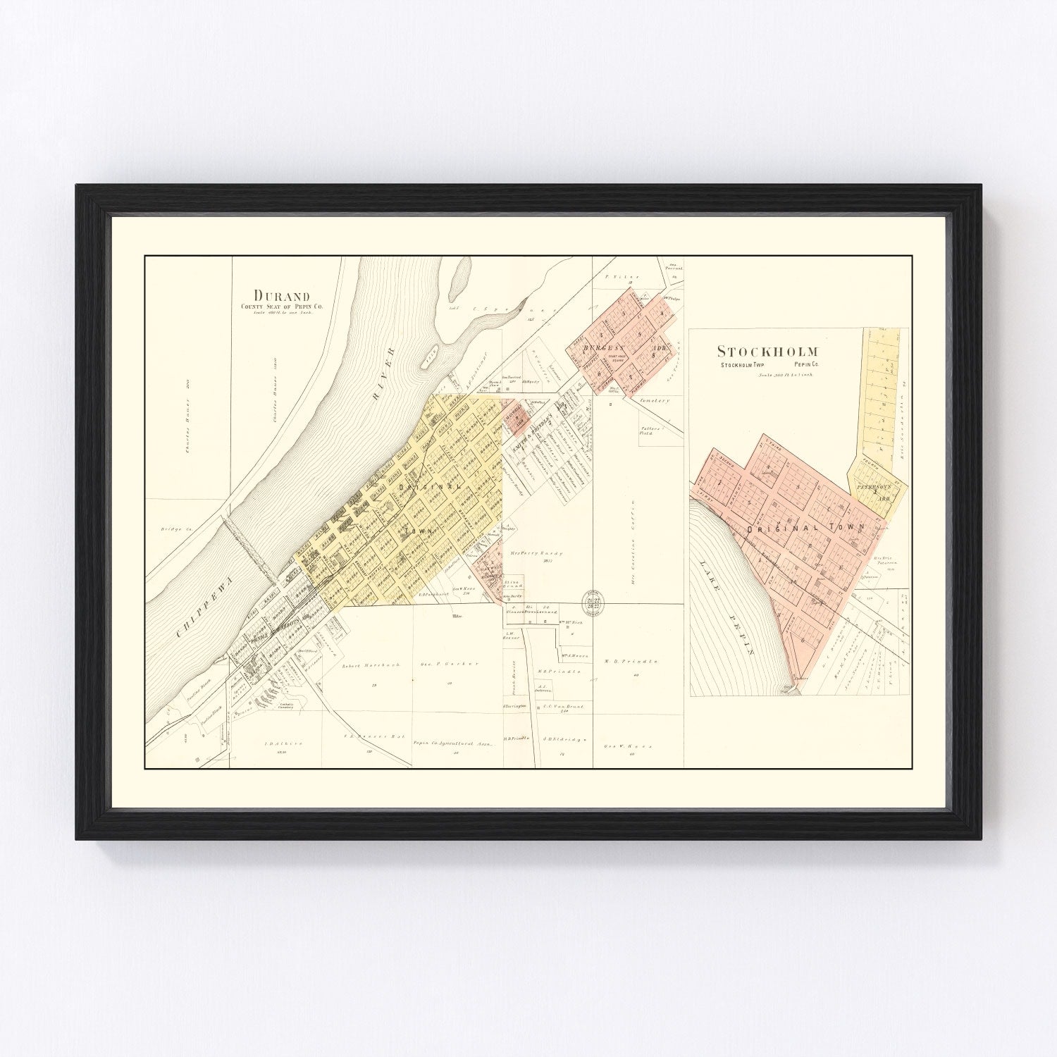 Vintage Map of Durand, Wisconsin 1896