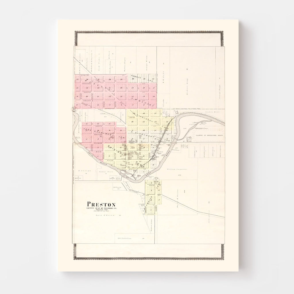 Vintage Map of Preston, Minnesota 1896