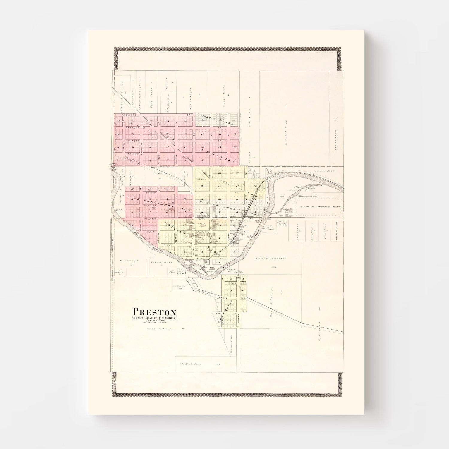 Vintage Map of Preston, Minnesota 1896
