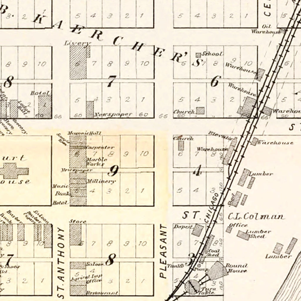 Vintage Map of Preston, Minnesota 1896