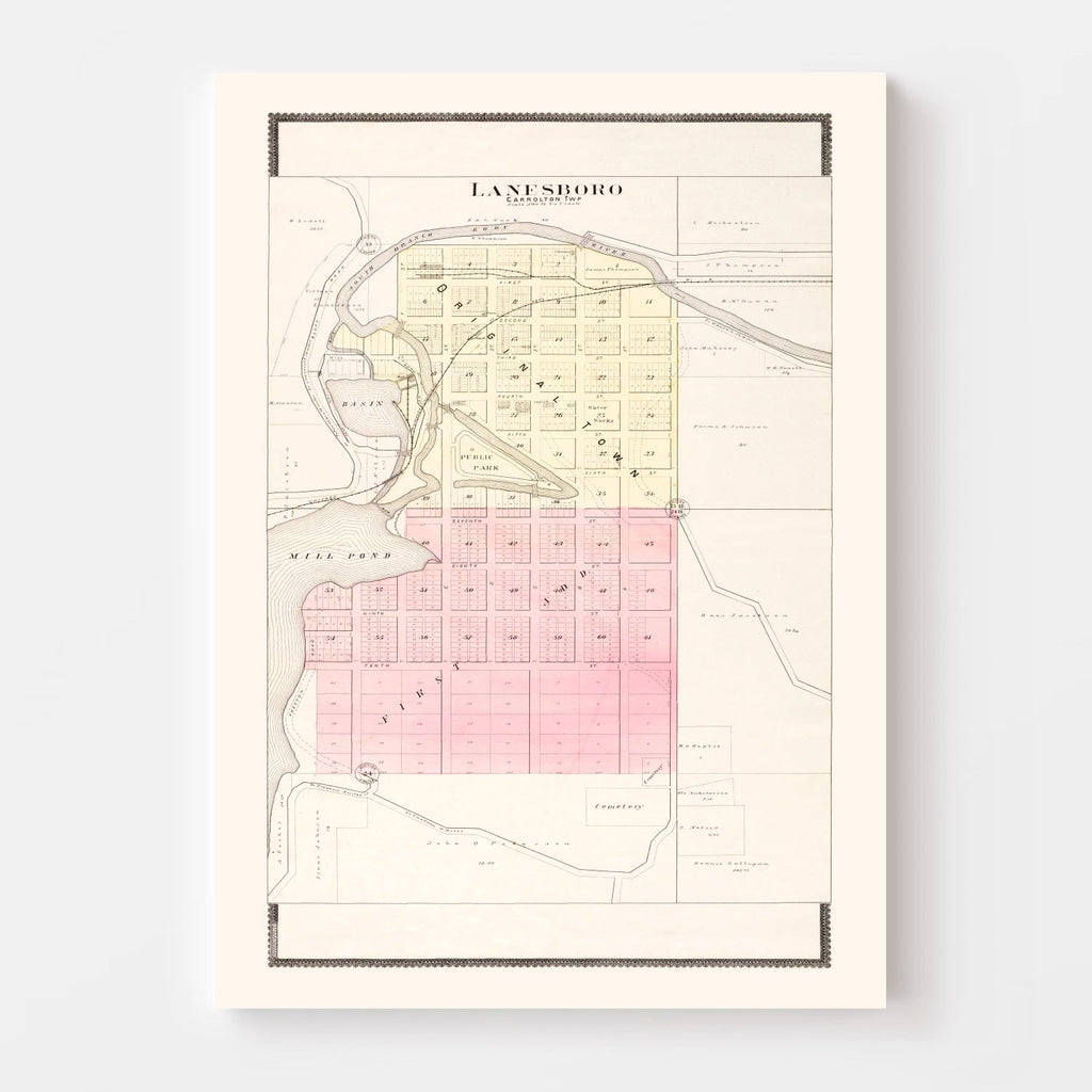 Vintage Map of Lanesboro, Minnesota 1896