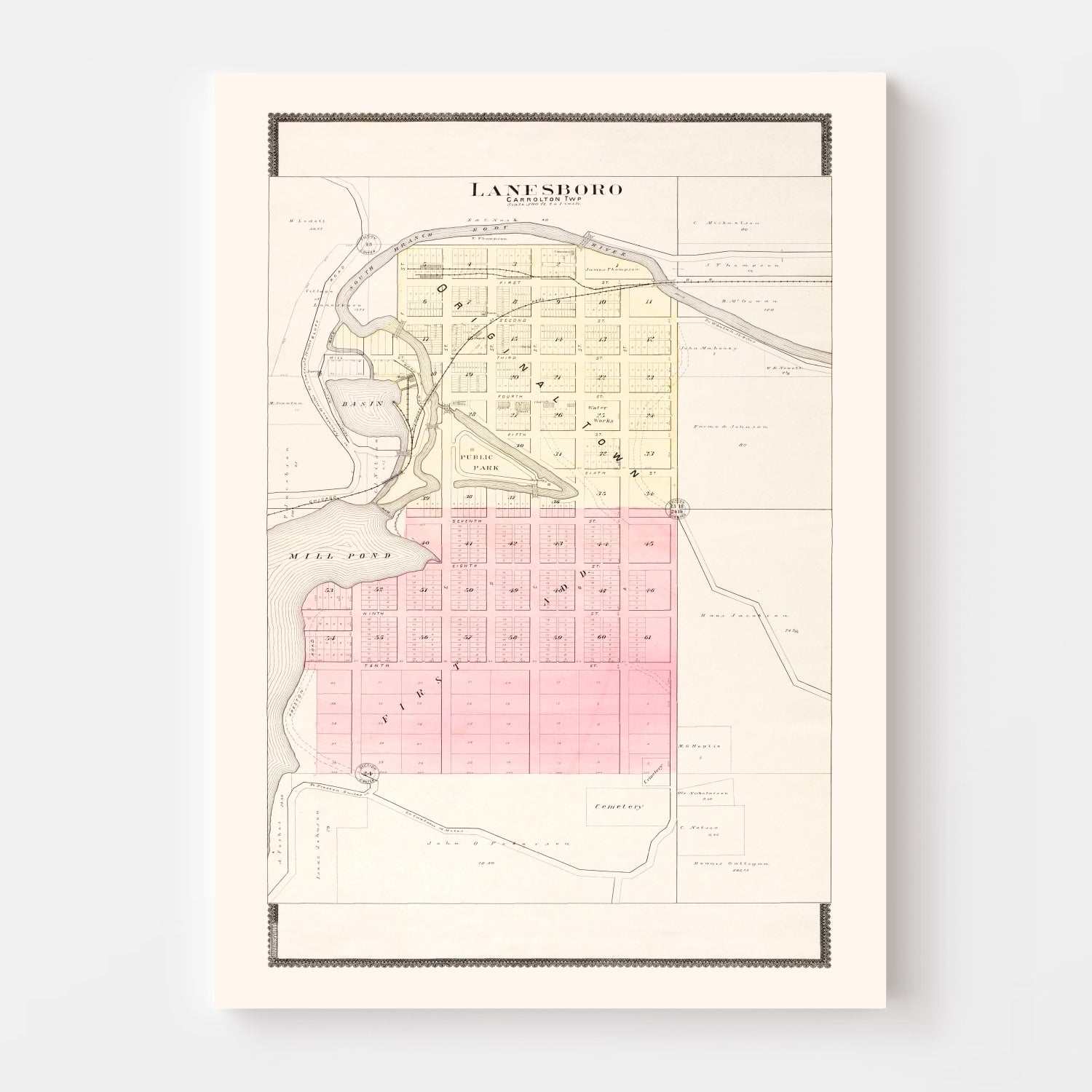 Vintage Map of Lanesboro, Minnesota 1896