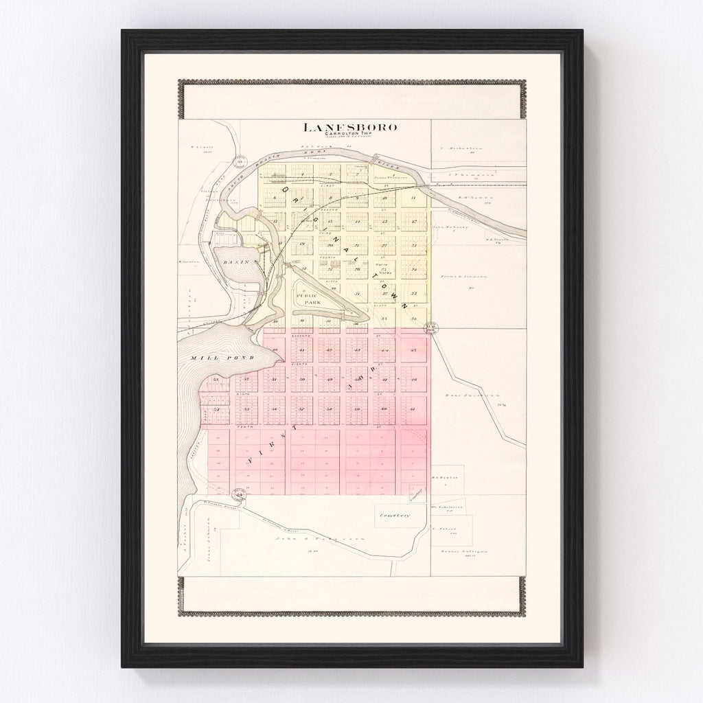 Vintage Map of Lanesboro, Minnesota 1896