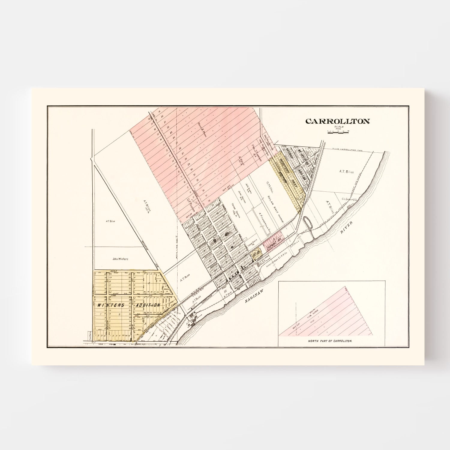 Vintage Map of Carrollton, Michigan 1896