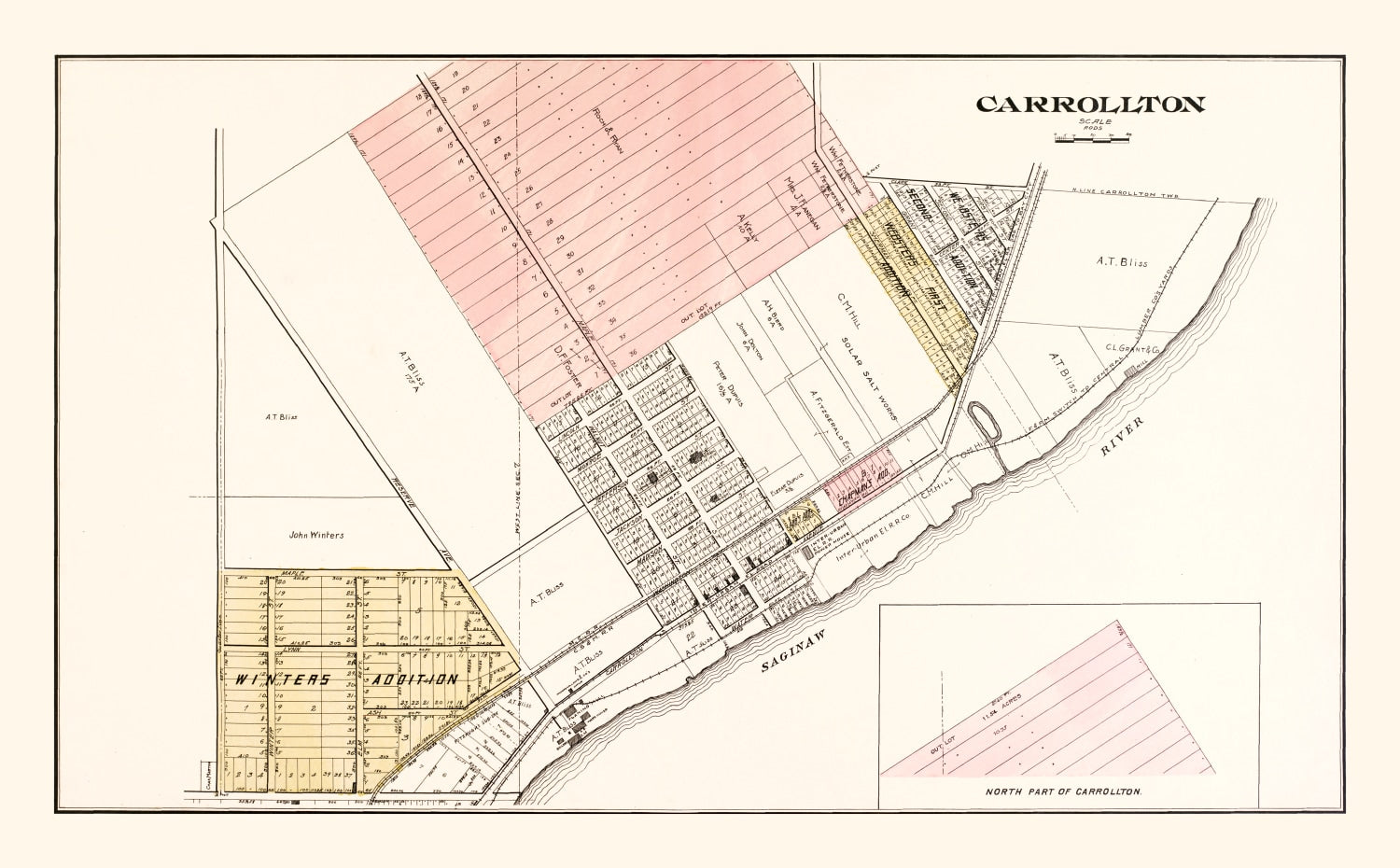 Vintage Map of Carrollton, Michigan 1896