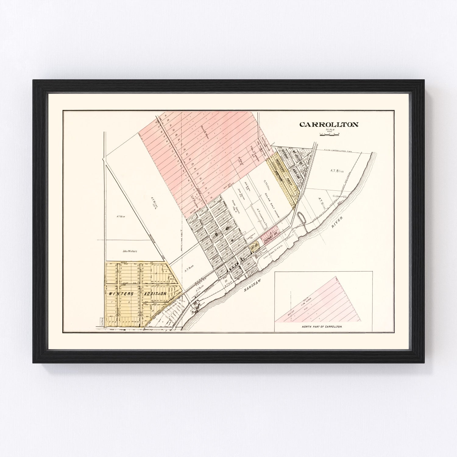 Vintage Map of Carrollton, Michigan 1896