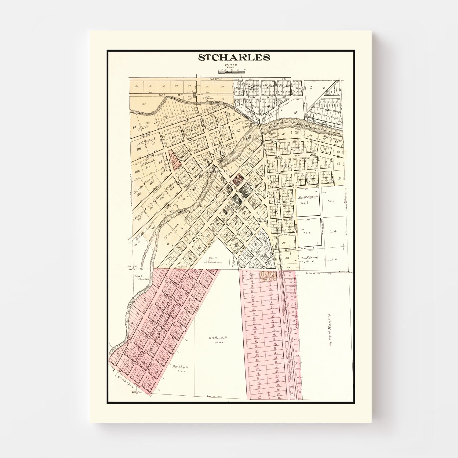 Vintage Map of Saint Charles, Michigan 1896