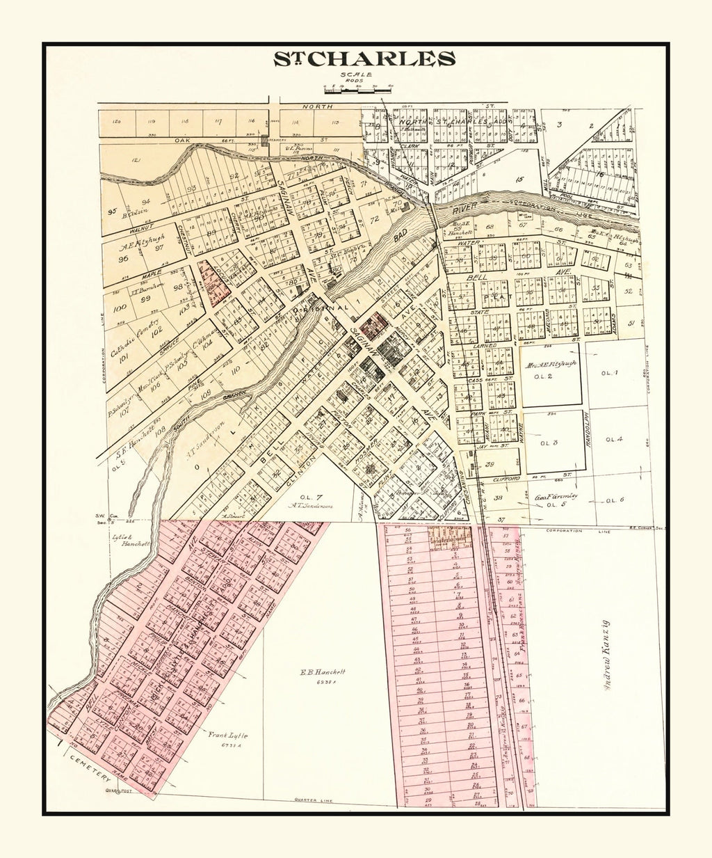 Vintage Map of Saint Charles, Michigan 1896