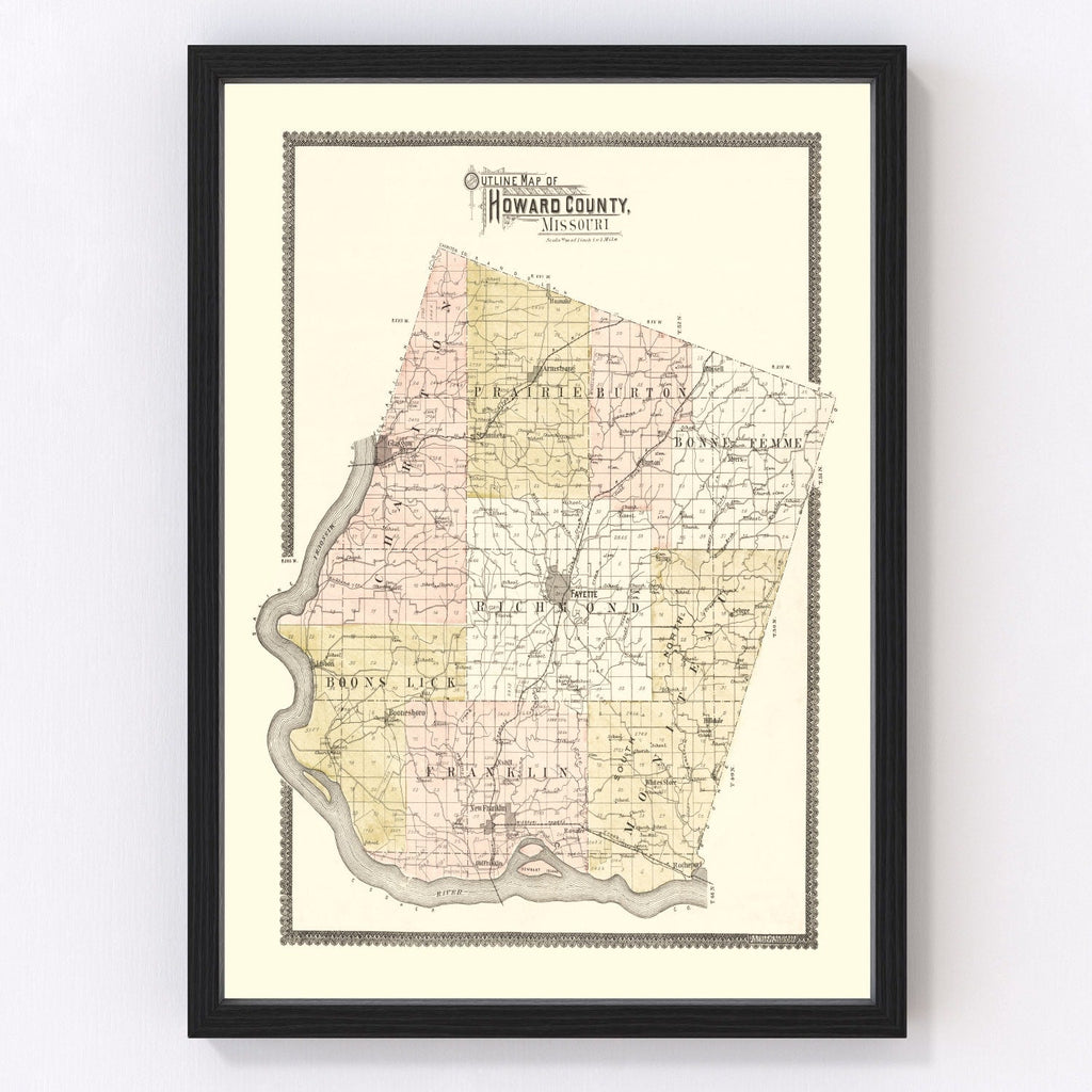Vintage Map of Howard County, Missouri 1897