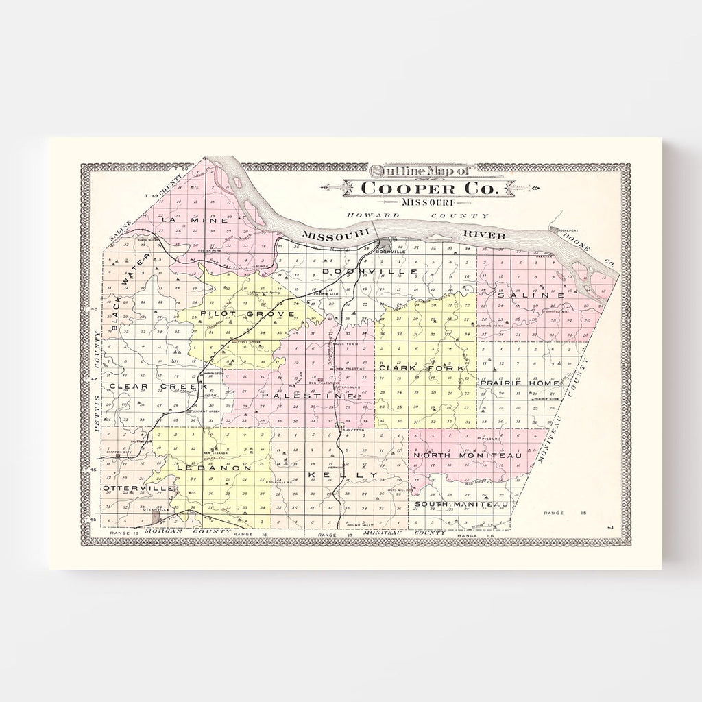 Vintage Map of Cooper County, Missouri 1897