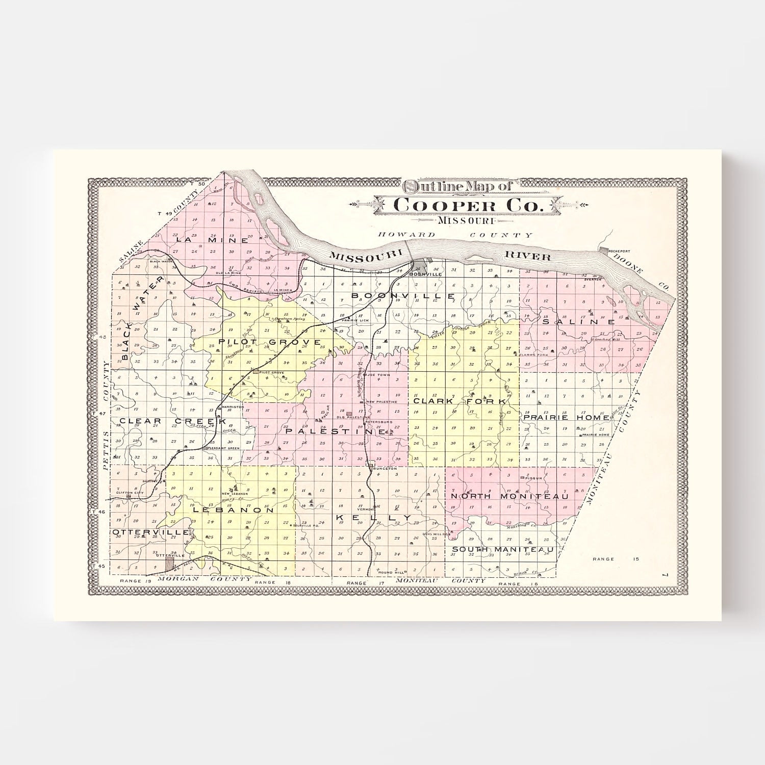 Vintage Map of Cooper County, Missouri 1897