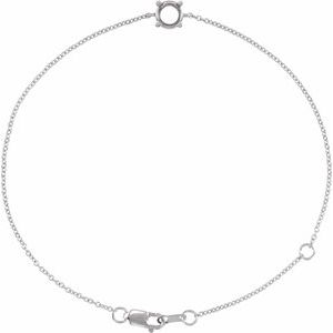14K White Gold 4 mm Round Solitaire 6 1/2-7-1/2" Bracelet