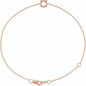 14K Rose Gold 4 mm Round Solitaire 6 1/2-7-1/2" Bracelet