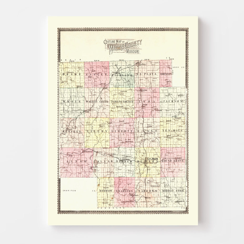 Vintage Map of Macon County, Missouri 1897
