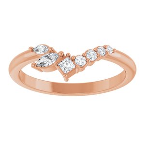 14K Rose 1/5 Natural Diamond Contour Band