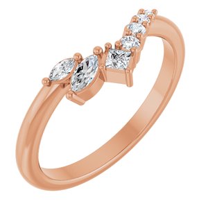 14K Rose 1/5 Natural Diamond Contour Band