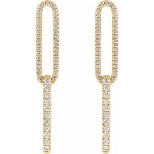 14K Yellow Gold 1/2 CTW Lab-Grown Diamond Elongated Link Earrings