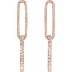 14K Rose Gold 1/2 CTW Lab-Grown Diamond Elongated Link Earrings – image 2